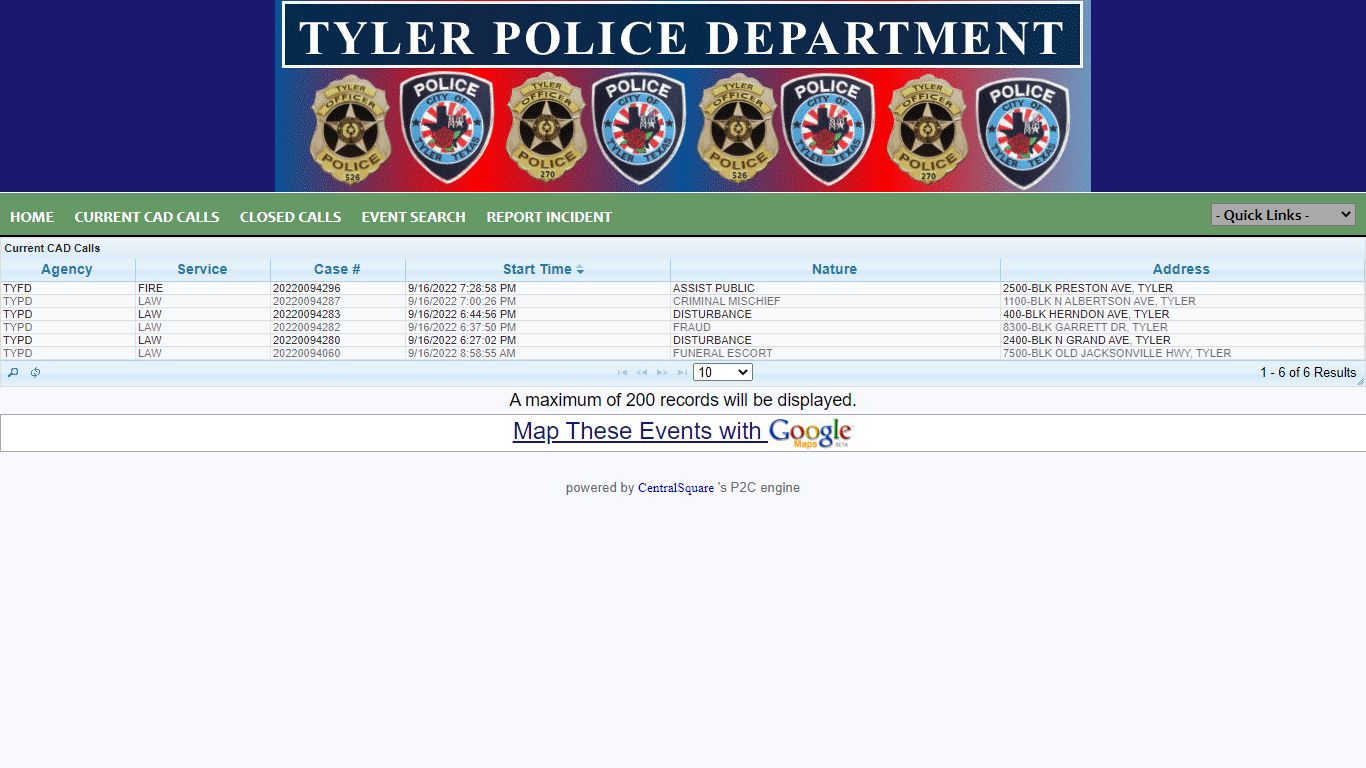 Tyler Police Department P2C